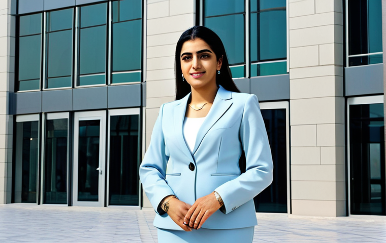 **

"A professional Arab businesswoman in a modern, modest business suit, standing confidently in front of a sleek, contemporary office building in Dubai, fully clothed, appropriate attire, safe for work, perfect anatomy, natural proportions, professional photography, high quality, family-friendly, well-formed hands, proper finger count."

**