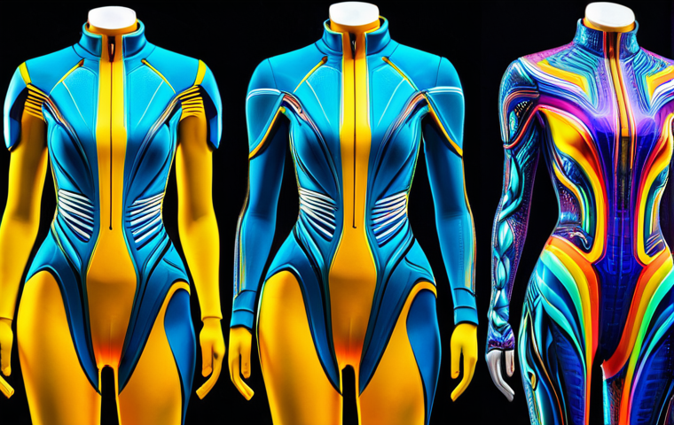 NFT 패션 아트의 진화 과정 - **Digital Fashion Revolution:** "Abstract digital artwork representing a fashion revolution, NFTs tr...