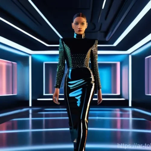 NFT 패션 디자인의 투자 기회 - **Prompt 1: Futuristic Metaverse Fashion Show**
    "A vibrant, high-fashion metaverse runway show f...