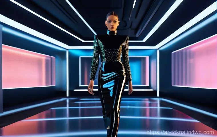 NFT 패션 디자인의 투자 기회 - **Prompt 1: Futuristic Metaverse Fashion Show**
    "A vibrant, high-fashion metaverse runway show f...